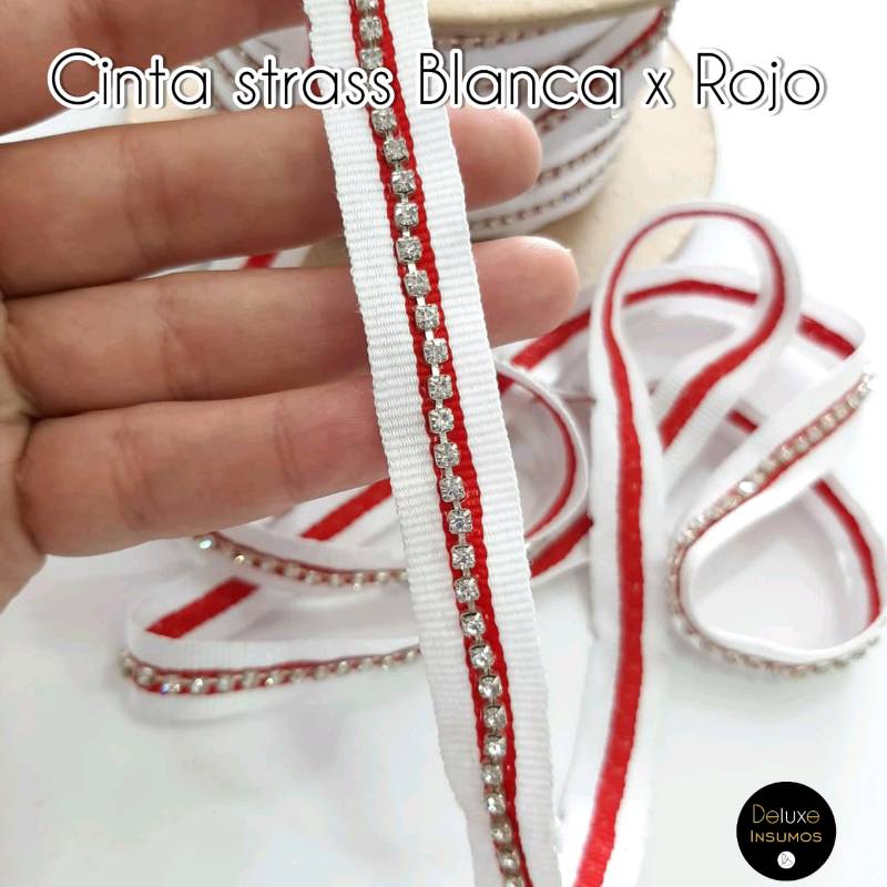 Cinta Strass Blanco x Rojo
