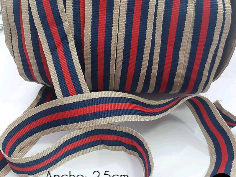 Cinta Beige, Azul y Roja